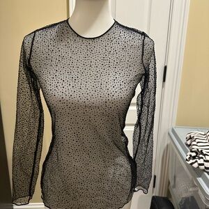 NEW Commando Sz Medium Starlight Mesh Long Sleeve Top Sparkle Fairy Black